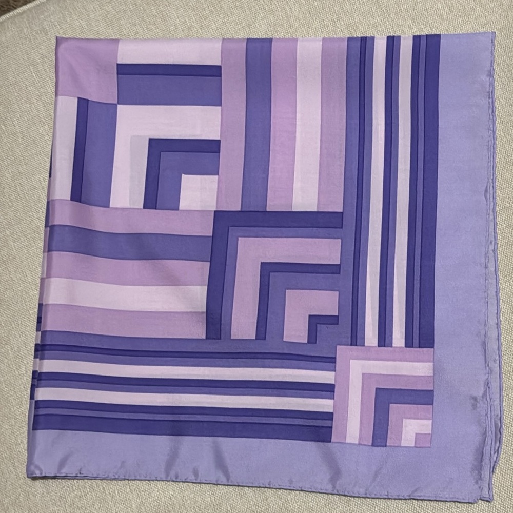 EUC Vintage MCM Geo Print Scarf-Square-Purple Shades-Polyester - Picture 5 of 14